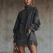 Load image into Gallery viewer, Suhkasana Oversized Fringe Mini Dress