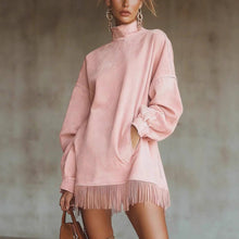 Load image into Gallery viewer, Suhkasana Oversized Fringe Mini Dress