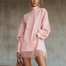 Load image into Gallery viewer, Suhkasana Oversized Fringe Mini Dress