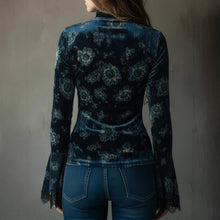 Load image into Gallery viewer, Suhkasana Velvet Floral Blouse