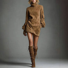 Load image into Gallery viewer, Suhkasana Suede Mock Neck Dress