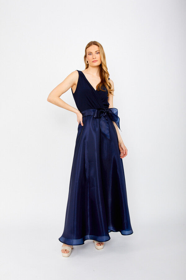 sachin and babi light blue dress Frank Lyman - 249419U - Floral Organza Skirt A-Line Gown main image 1