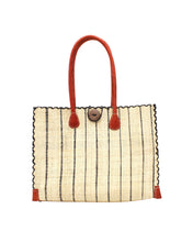 Load image into Gallery viewer, Zafran Pinstripes Straw Beach Bag