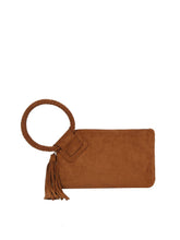 Load image into Gallery viewer, Braided Ring Tassel Wristlet Clutch: Coffee