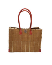Load image into Gallery viewer, Zafran Pinstripes Straw Beach Bag