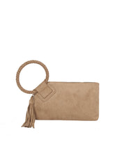 Load image into Gallery viewer, Braided Ring Tassel Wristlet Clutch: Coffee