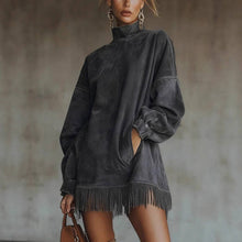 Load image into Gallery viewer, Suhkasana Oversized Fringe Mini Dress
