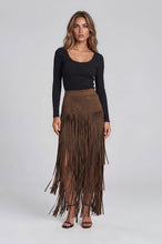 Load image into Gallery viewer, Adore Faux Suede Fringe Skirt

