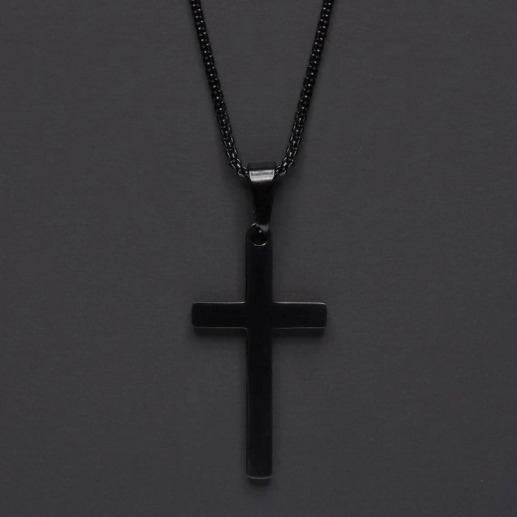 Large Black Cross Necklace