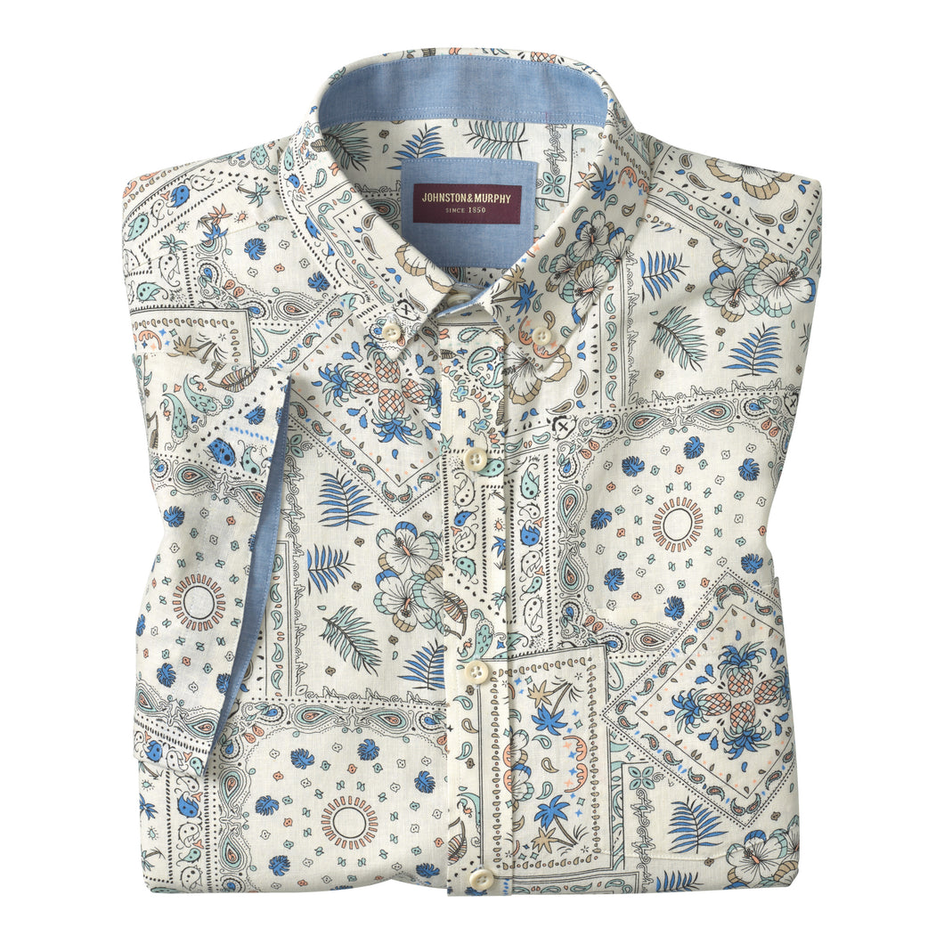 Johnston & Murphy Linen Print S/S