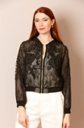 Load image into Gallery viewer, Jessie Liu Tulle Lace Combo Bomber Jacket
