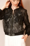 Load image into Gallery viewer, Jessie Liu Tulle Lace Combo Bomber Jacket
