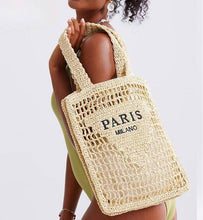 Load image into Gallery viewer, City Paris Straw Tote Bag
