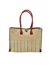 Load image into Gallery viewer, Zafran Pinstripes Straw Beach Bag
