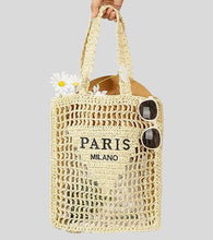 Load image into Gallery viewer, City Paris Straw Tote Bag

