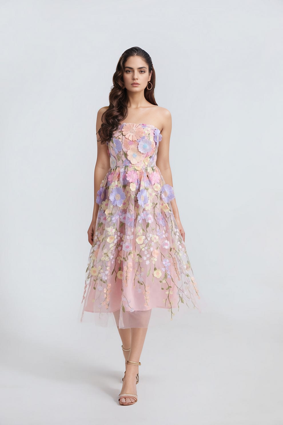 Productseeker 3D Flower Strapless Dress