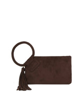 Load image into Gallery viewer, Braided Ring Tassel Wristlet Clutch: Coffee
