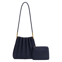 Load image into Gallery viewer, Carrie Navy Vegan Suede Shoulder Bag
