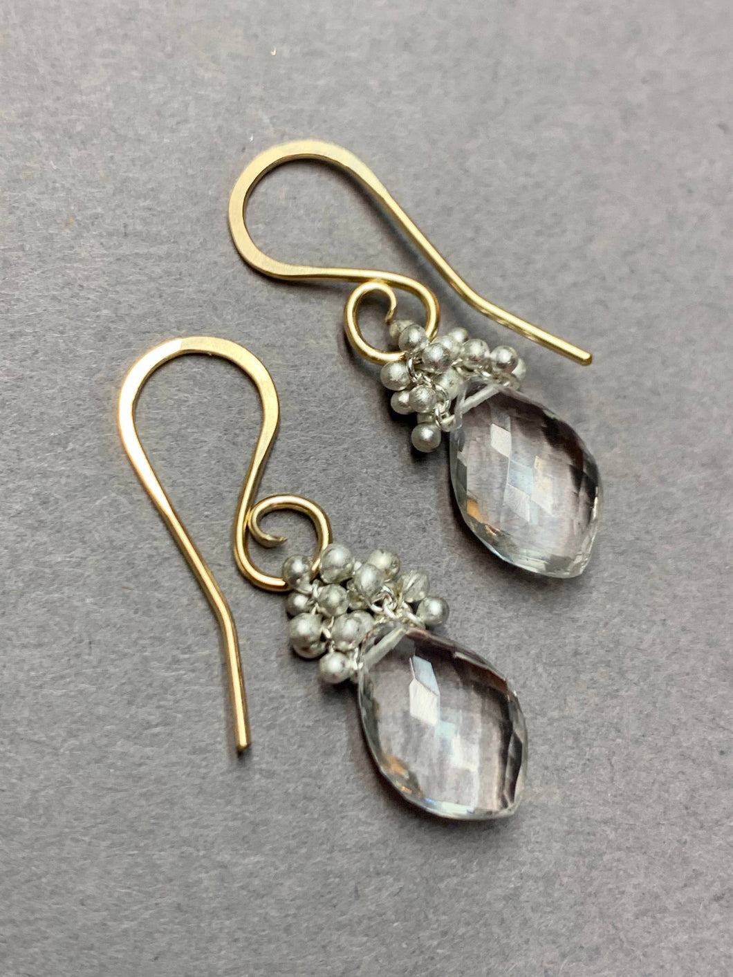 Clear Quartz Caviar Dew Drop Earrings