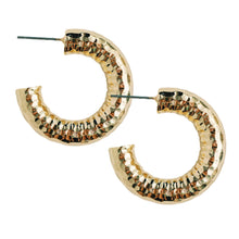 Load image into Gallery viewer, Hammered Gold Hoops
